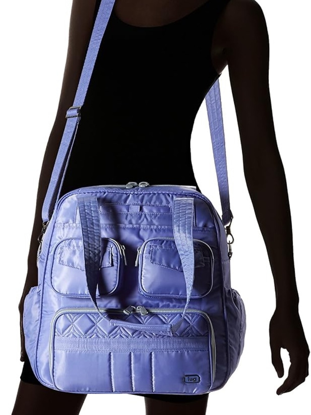 Lug Puddle Jumper Quilted Travel Tote Overnight Gym Bag Periwinkle Blue - Picture 7 of 17